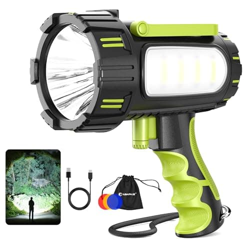 AlpsWolf Rechargeable Flashlights High Lumens, Super Bright 10000mAh Spotlight Flashlight with Built-in Stand & 3 Color Lenses, Water-Resistant LED Handheld Flashlight for Camping, Search, Emergencies - Image 1