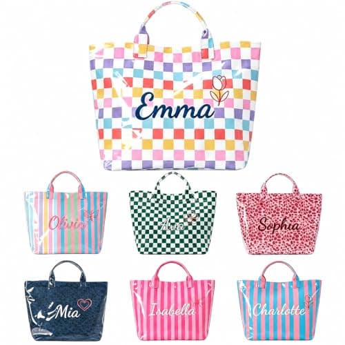 KEQHAULI Custom Embroidered Waterproof Tote Bag for Women, Personalized Gift for Commuting Travel Beach & Teacher, Bridesmaid Proposal Bachelorette Birthday Christmas Valentine - Image 1