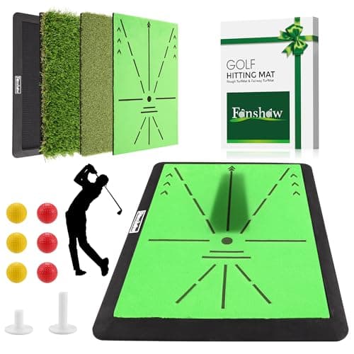 Golf Hitting Mats Training Equipment, Portable Golf Mat with Longer Swing Path Trajectory, 3-in-1 Replaceable for Driving, Chipping & Hitting Mat, No-Slip Heavy Duty Rubber Base, Indoor/Outdoor - Image 1