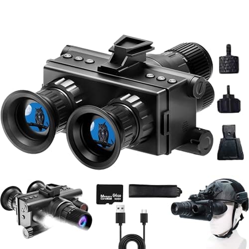 4K HD Night Vision Goggles with Helmet Mount, 8X Zoom, 1968ft View Range, Dual Display Screens and 64GB Card for Outdoor Activities, Dark Black - Image 1
