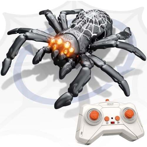 Infowush Wall Climbing Spider, Rechargeable Remote Control Spider Kids Toys, Floor/Wall Crawling Robot Spider Toy, Wall Crawler Spider Prank Toys Birthday Gifts for Boys Girls Ages 3-5 5-7 8-13, Black