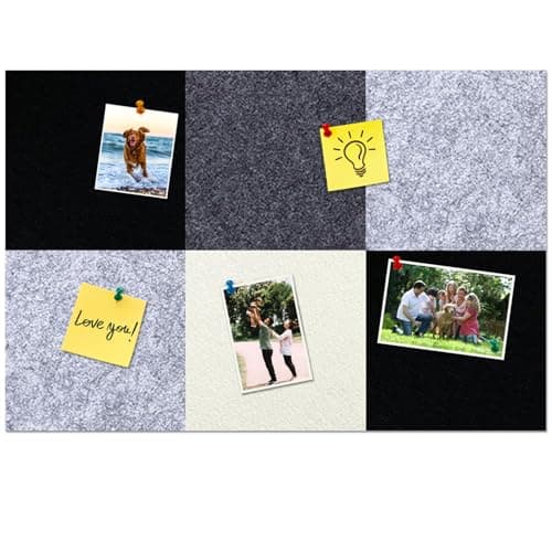 HULAVO Square Felt Cork Bulletin Board Tiles, Self Adhesive DIY Felt Pin Board for Wall 30" x 20" with 35 Pushpins for Office School Home Wall Decor Stickers Memos Photos Display (Gradual Grey) - Image 1