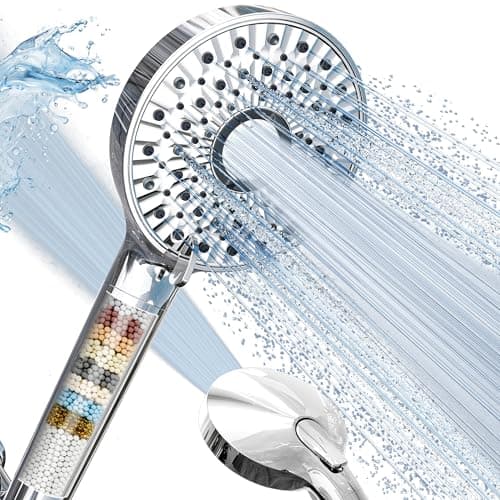 Magichome Filtered Shower Head with Handheld, High Pressure 10-Spd Detachable Chrome Showerhead with Stainless Hose, Water Softener Filter Beads for Hard Water - Remove Chlorine, Reduce Dry Itchy Skin - Image 1