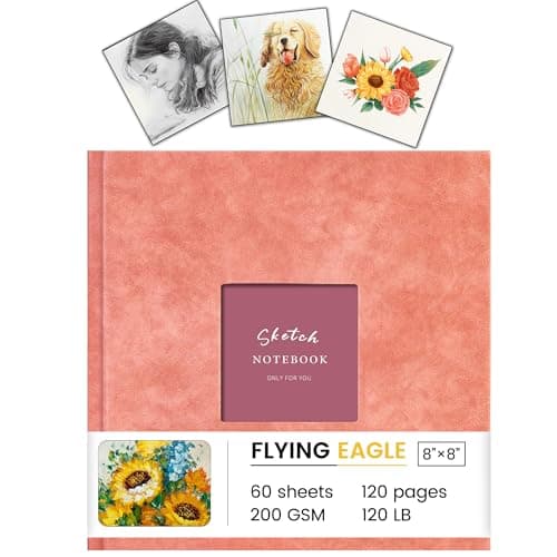 Sketchbook for Drawing, Square Hardcover Sketch Book,200GSM,8 x 8,Pink - Image 1