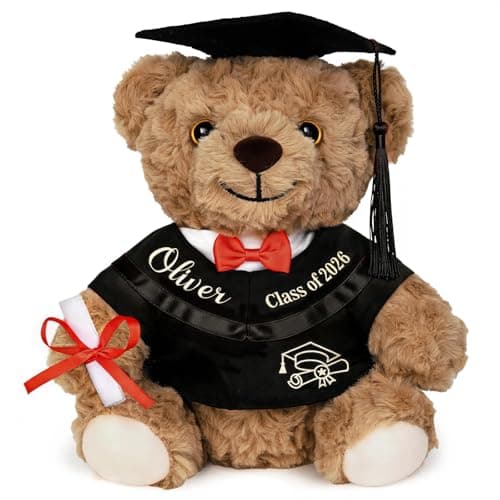 Personalized Graduation Teddy Bear 2026, Custom 9'' Teddy Bear w/ Cap&Gown for Her Him, Customized Graduation Gift for Kindergarten, Preschool, High School, College, Graduation Keepsake for Boys Girls