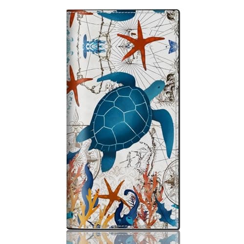 CASMONAL Turtle Checkbook Covers for Personal Checkbook, PU Leather Check Book Covers for Women & Men – Fashionable Print Design - Image 1
