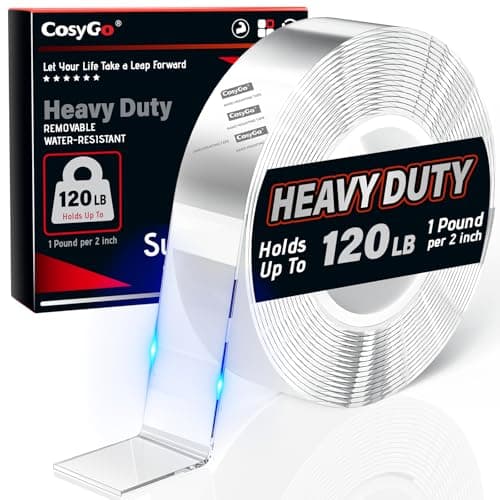 Cosygo Strong Heavy Duty Double Sided Tape, 1" x 16.7FT Extra Large Clear & Tough Removable Nano Adhesive Filament Tape for Wall Hanging Strip Poster Deco Rug (1/16" Thick) - Image 1
