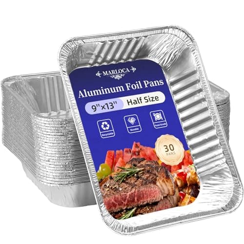 MARLOCA 9x13 Aluminum Foil Pans 30 Pack - Disposable Baking Pans, Food Containers, Leak-Proof Aluminum Trays for Cooking, Baking, Meal Prep, Storage - Oven, Freezer, Grill Safe, Half Size Foil Pans - Image 1