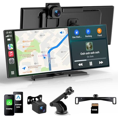 Gikktdr 11.5" Portable Carplay Screen for Car,Wireless Car Play Screen with Carplay,Android Auto,OTA Updates,60FPS,4K Dash Cam + 1080P Backup Cam (with a Camera Bracket),Voice Control,GPS Navigation - Image 1