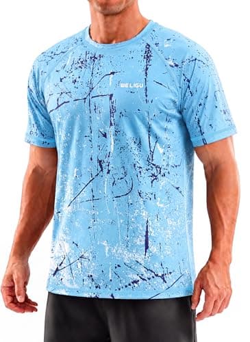 Men's Rashguard Swim Shirt Short Sleeve UPF 50+ Sun Protection Shirt SPF Quick Dry Water Lightweight Shirt lanzi-Tshirt-XL - Image 1
