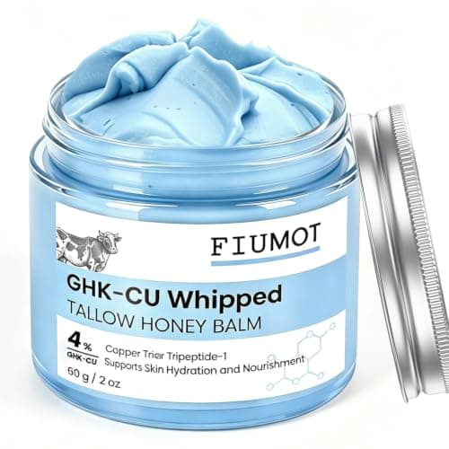 FIUMOT GHK-Cu Copper Peptides Cream– Whipped Tallow and Honey Balm Beef Tallow for Skin, Face & Body Butter Cream, Deep Hydration & Barrier Support Moisturizer 2 oz - Image 1