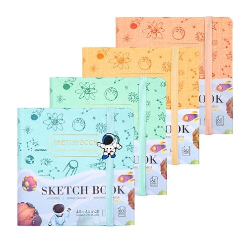 FLYING EAGLE 4 Pack Mini Sketch Books for Kids 4.5"x4.5" Cute Hardcover Sketchbook for Drawing 120GSM Thick Paper, Art Drawing Paper 120 Pages Sketch Pad for Boys Girls Teens,Gift Boxed - Image 1