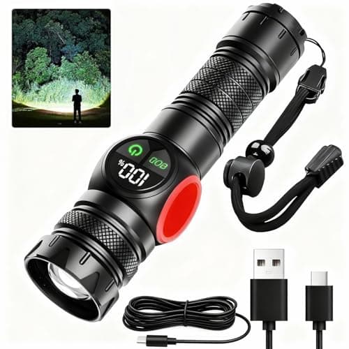HAUSBELL S6000 Tactical Flashlight - 200,0000 Lumens Bright Magnetic Flashlight, IPX6 Waterproof, Zoomable - Rechargeable LED Flashlight for Camping, Hiking, Emergency - Includes Battery & Charger - Image 1