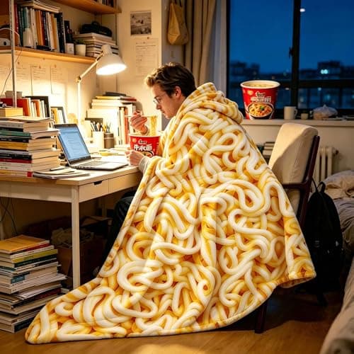 Sofevaim Ramen Noodles Blanket Realistic Food Blanket, Funny Birthday Gifts for Kids, Funny Throw Blanket for Couch Sofa Bed, Food Ramen Gifts 60" X 50" - Image 1