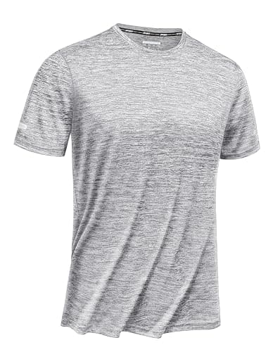 TACVASEN Workout Shirts for Men Dry Fit Men's Athletic Shirts & Tees Short Sleeve Running Gym Quick Dry Moisture Wicking Shirts for Men Light Grey - Image 1