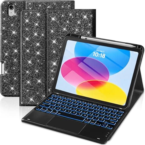 MERSATM for iPad A16 Case with Keyboard - 7 Color Backlit Wireless Detachable Keyboard with Multi-Touch Trackpad, Pencil Holder for iPad 11th Generation (2025) & 10th Gen (2022), 11/10.9 Inch, Black - Image 1
