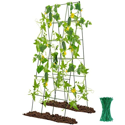 Kyrieval 48 x 18 Cucumber Trellis, Foldable Metal A-Frame Trellis for Raised Beds, Small Garden Plant Support for Cucumbers, Peas and Climbing Vegetables - Image 1