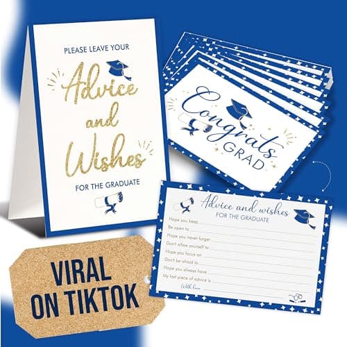 STOFINITY Graduation Advice Cards 2026-50 Pcs Well Wishes And Advice For The Graduate, Blue And Gold Graduation Decorations 2026, High School Grad Party Favors Supplies, College Grad Game Activities - Image 1