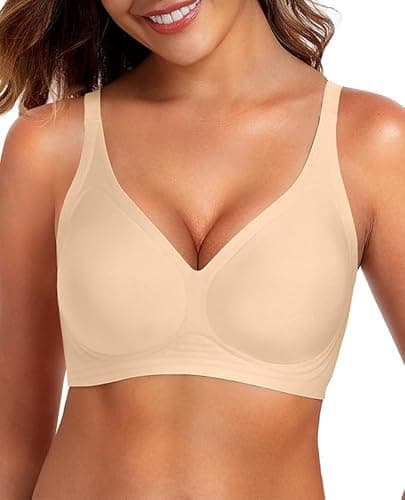 DB MOON Womens Jelly Bras Wireless Seamless Push Up Full Coverage Tshirt Bra No Underwire Supportive Bralette(Nude,XL) - Image 1