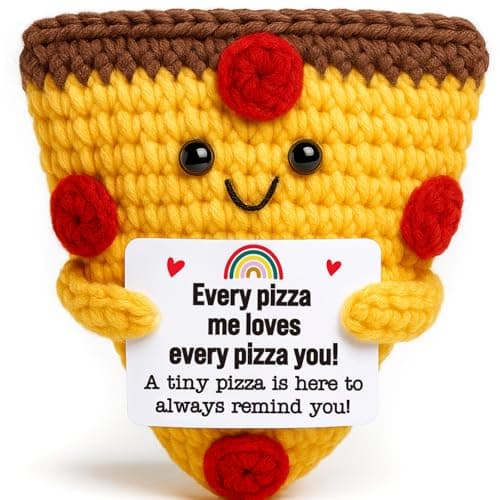 Fathers Day I Love You Gift for Dad Boyfriend Girlfriend - Funny Romantic Handmade Crochet Pizza, Happy Wedding Anniversary Birthday Gifts for Husband Wife, Couples Engagement presents for Women Men - Image 1