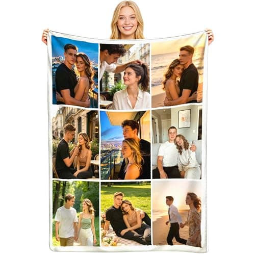 Ships Next Day Custom Blanket with Picture, Personalized Blanket with Photo, Customize Customizable Throw Blankets, Customized Gifts for Mom, Dad, Couple, Girlfriend, Boyfriend, Wife and Husband - Image 1