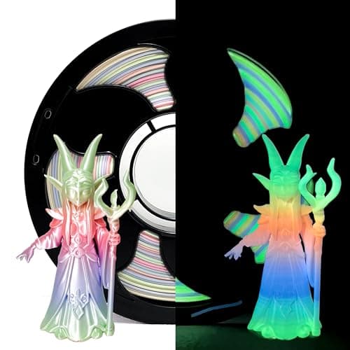 Rainbow Marshmallow Glow in The Dark 1.75mm Gradient PLA Filament with Smooth Surface, Bright Luminous Rainbow 3D Printer Filament, 1kg (2.2lbs) Plastic Spool 3D Printing PLA Filament Rod - Image 1