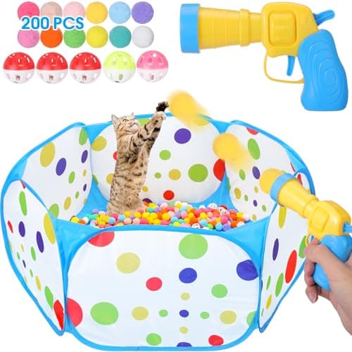 Mity rain Cat Ball Pit with Balls Included, Interactive Cat Toy for Indoor Cats, Blue - Image 1
