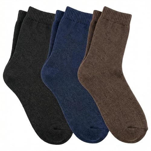 BSHITWO Soft Crew Socks for Men, Cozy Thick Cotton Blend Socks, Anti‑Slip Elastic Daily Socks, Year Round Indoor Lounge Socks, Ideal Gift for Men, 3 Pack - Image 1