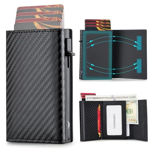 VANNANBA Mens Wallet Card Holder, Pop Up Aluminum Case Smart Wallet for Men RFID Blocking Trifold Slim Magnetic Closure, 9-13 Card Capacity | ID Window | Cash Slot - Image 1