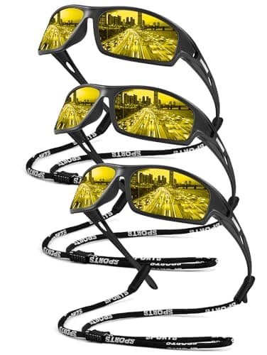 QALLY Night Vision Glasses, Night Driving Glasses for Men Women HD Lens, Wrap Around Sunglasses with UV400 Protection - Image 1
