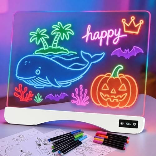 17 Inch Rechargeable LED Drawing Board for Kids, Upgraded 15 Colors Light Up Doodle Pad, Anti-Scratch PVC, Flicker-Free Eye Care, Includes Tracing Cards & 12 Markers, Birthday Gift for Girls Kids - Image 1