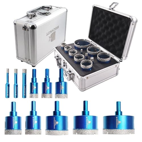Diamond Core Drill Bit Set - BRSCHNITT Hole Saw Kit for Porcelain Tile Ceramic Marble Granite Drilling, 11pcs Bits with Triangle Shank(6/8/10/20/25/28/32/35/45/50/65mm), KIT3, BDB54911405R103 - Image 1
