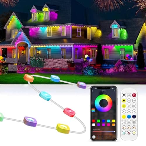 Gaoxun 150ft Permanent Outdoor Lights, RGBW Smart Outdoor Lights for House with 54 LED, APP/Remote Control, 47 Scene Modes, Timer, IP67 Waterproof Eaves Lighting for Daily Holiday Christmas Decors - Image 1