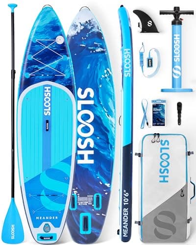 SLOOSH Inflatable Stand Up Paddle Board, 10'6" Inflatable Paddle Boards with Premium Accessories, Non-Slip EVA Deck, Ultra-Light Carry Bag, Meander SUP for Youth & Adults, Ocean Surge - Image 1