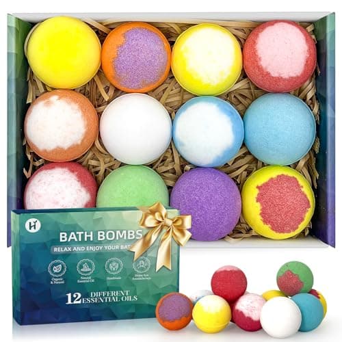 Bath Bombs Birthday Gifts for Women & Men Set, 12 Pack Handmade Natural Organic Bath Bomb with Shea Butter, Fathers Day Gift for Dad Husband from Wife Daughter, Spa Relaxing Self Care - Image 1