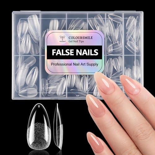 COLOURSMILE Medium Almond Full Cover Nail Tips - 216pcs Pre-Shaped Gelly Press on Nails, 12 Sizes for Acrylic French Extension, DIY & Salon - Image 1