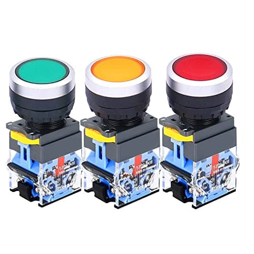 22mm Momentary Push Button Switch Red Green Yellow Start Stop Button Switch 1NO 1NC SPST Industrial Control Switch for Machinery Panel Car Boat RV - Image 1
