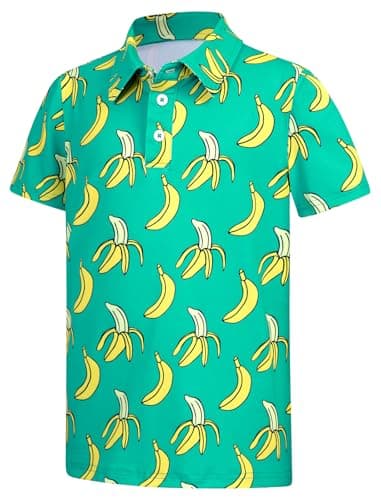 Polo Shirts for Boys Banana Shirt Size 7-8 Kids Spring Collared Short Sleeve Athletic Dry Fit Tops Green School Uniform Casual Clothes - Image 1