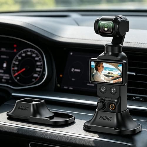 BRDRC Pocket 3 Stand Base Mount for DJI Osmo Pocket 4 / Xtra Muse Acessories, Silicone Detachable Dashboard Car Mount Non-Slip Stable Desktop Table Stand with Adhesive Base Accessory (Black)