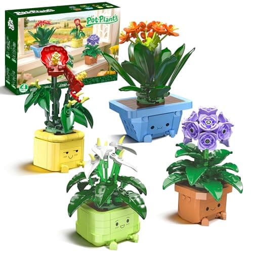 WIDELAND Flower Building Kit for Adults, 614 Pcs Happy Plants Flowers Set, Succulents Botanical Collection for Home Office Décor, Gift for Valentine's Day for Her/Girlfriend/Mom/Wife/Couple/Women - Image 1