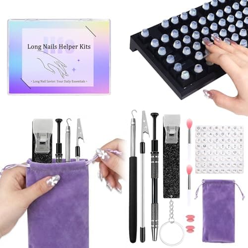 Majeree 5-in-1 Long Nails Life Helper Kit, Essential Tools for Typing, Wearing Bracelet, Piercing Ball Grabber, Grabbing Cards & Applicating Lip Mask, Gift for Women Who Love Nail Art - Image 1