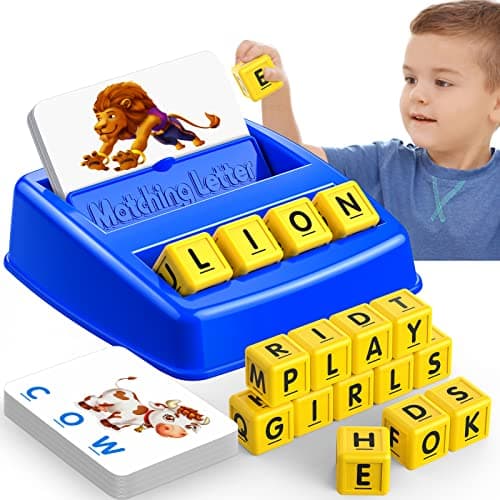Learning Games for Kids Ages 3-8, Matching Letter Game for Kids Toys Ages 3-8 Educational Toys for 3-8 Year Olds Boys Girls Birthday Party Easter Gifts for 3-8 Year Olds Boys Girls Blue - Image 1