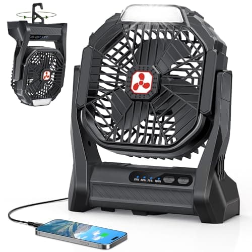 Portable Rechargeable Fan, 20000mAh Cordless Battery Powered Camping Tent Fans with LED Lantern, Small USB C Operated Outdoor Ventilador for Travel Camp Fishing Picnic Beach Office Home Essentials - Image 1