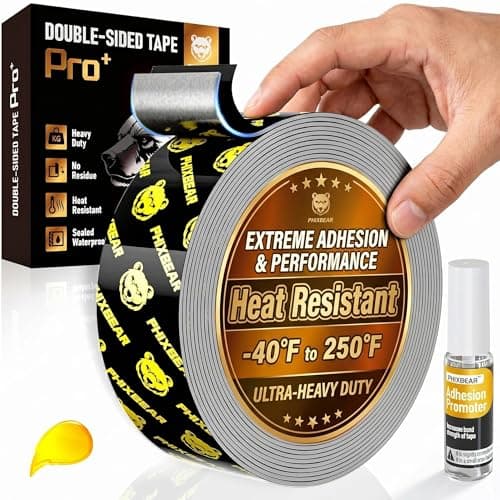 PHIXBEAR Heavy Duty Double Sided Tape Heat Resistant, 1in x 20ft Waterproof Extreme Weather Mounting Tape with PP/PE Adhesion Promoter for Outdoor Signs & Decor - Image 1