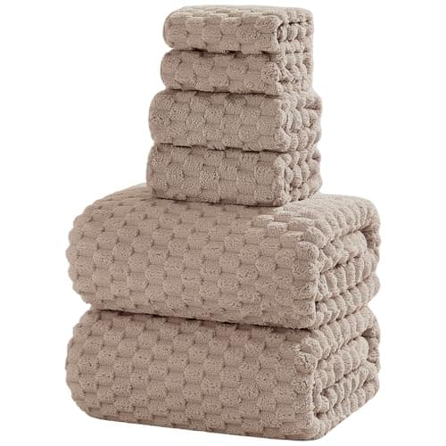 NALIVO Extra Large Bath Towel Set of 6 (40"x80"),Oversized Bath Sheet Super Soft Highly Absorbent Microfibers Quick Dry Luxury Shower Towel for Bathroom Spa Gym Hotel Yoga (Beige, 6Piece) - Image 1