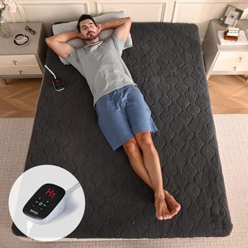 Bearhug Electric Heated Mattress Pads Full Size 54”×75” Sherpa Bed Warmer with 21” Deep Pocket 10 Heat Settings 12-Hour Timer Machine Washable Gray - Image 1