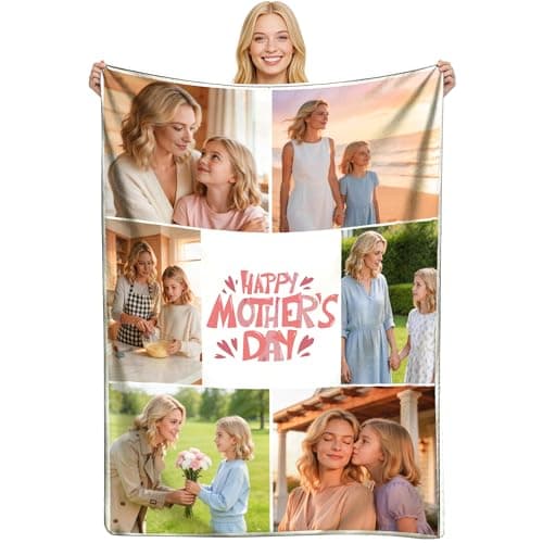 SwiftBay Personalized Gifts for Mom, Custom Blanket with Picture, Mother Birthday Photo Blanket, Customized Gifts for Mom from Daughter, Son, Customized Gifts Dad, Wife and Husband Ships Next Day - Image 1