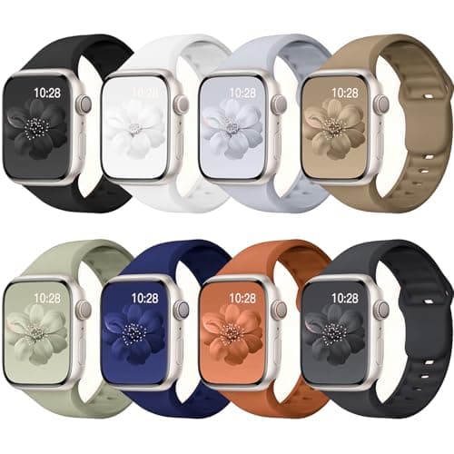 8 Pack Sport Bands Compatible with Apple Watch Bands 40mm 38mm 41mm 42mm 44mm 45mm 49mm 46mm for Women Men,Silicone Waterproof Strap for iWatch Apple Watch Series11 10 9 Ultra 8 7 6 5 4 3 2 1 SE