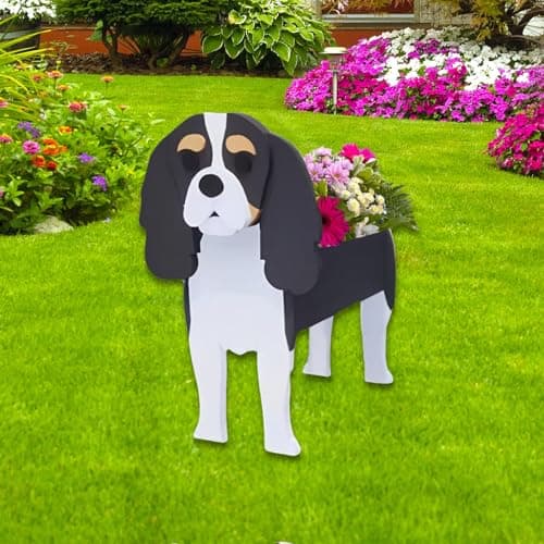 strolfay Cavalier King Dog Planter, Cute Animal Shaped Plant Pot,Large Dog Flower Pot, Gifts for Women & Pet Lovers, Indoor Outdoor Garden Home Office Decor, 9.84 x 10.24 x 16 Inches - Image 1
