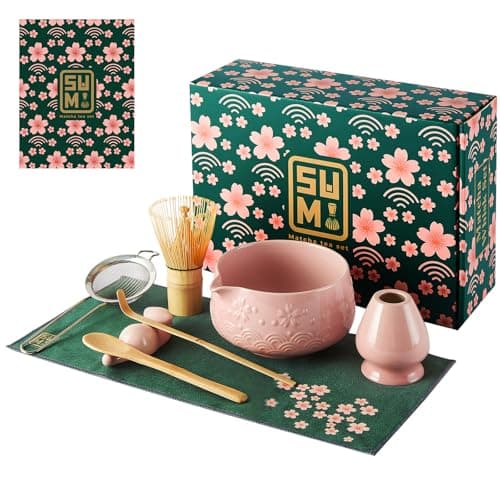 Matcha Whisk Set 9pcs – Matcha Tea Set with Ceramic Matcha Bowl, Bamboo Whisk (Chasen), Scoop, Sifter | Matcha Kit for Japanese Tea Ceremony & Beginners(Pink) - Image 1
